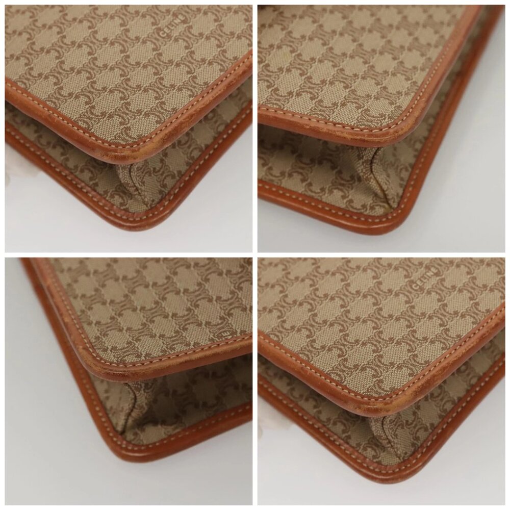 CELINE Macadam Canvas Shoulder Bag Beige Gold Auth - Picture 15 of 16